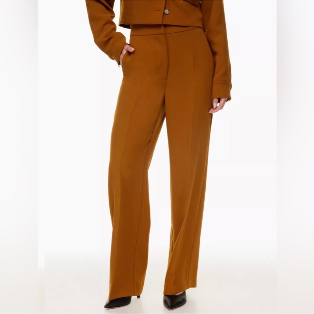 Aritzia Wilfred Alanya High-waisted wide-leg crepe trousers rich chestnut size 2